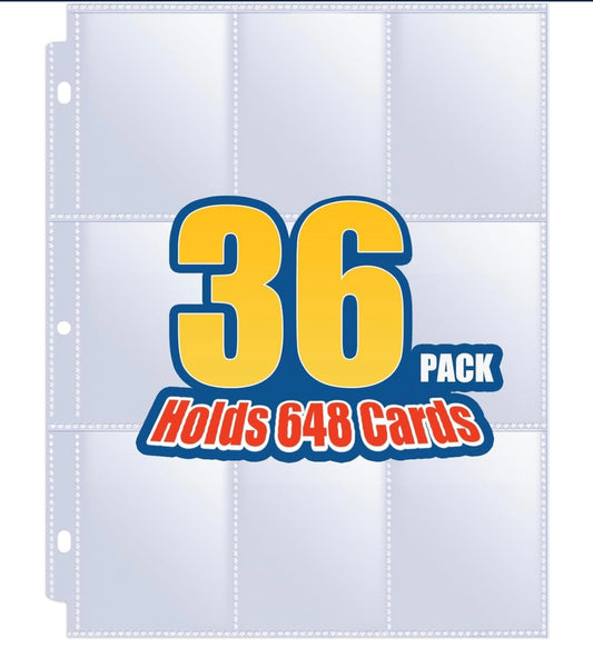 36-Pack 9-Pocket Trading Card Binder Sleeves – Fits Standard 3-Ring Binders – Card Protector Pages for Pokémon, Yu-Gi-Oh, Magic, Sports & Business Cards by Sooez